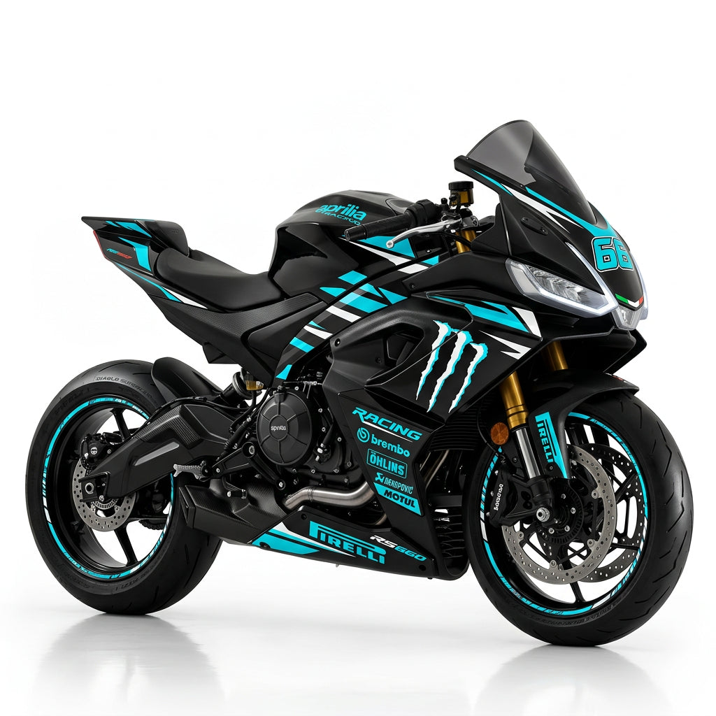 Aprilia RS 660 Cyan White Graphics Kit