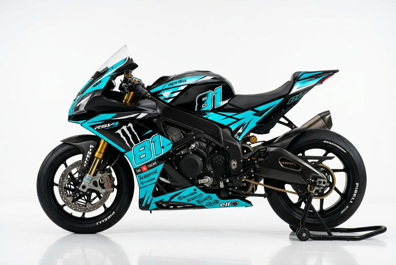 Aprilia RSV4 Graphics Kit Cyan White