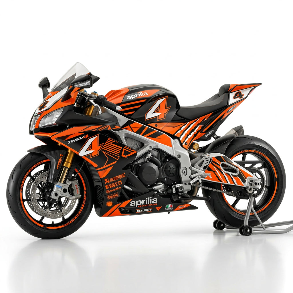 Aprilia RSV4 Racing Graphics Kit Orange Black
