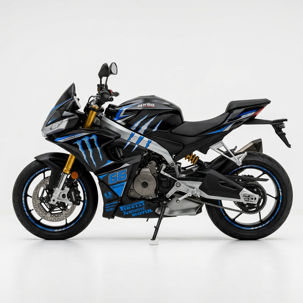 Aprilia Tuono 660 Racing Graphics Kit Blue Silver