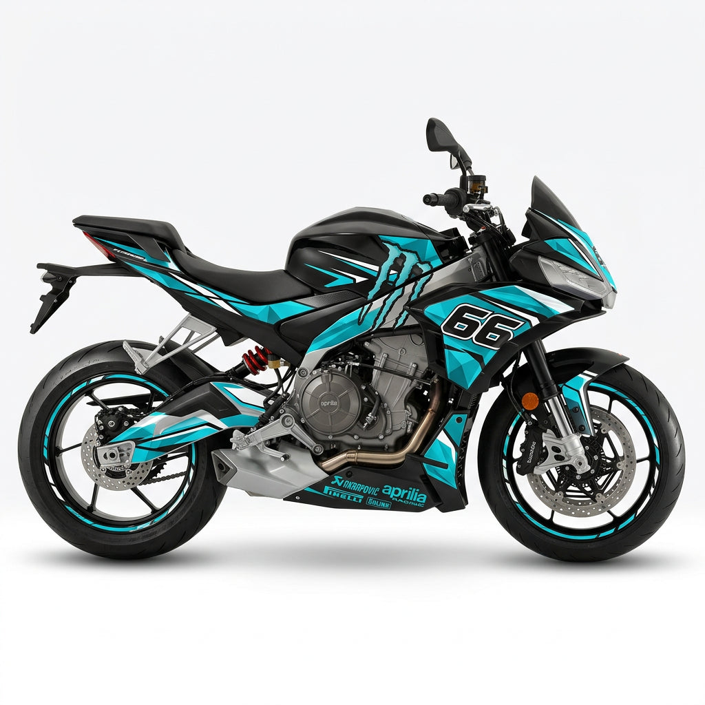 Aprilia Tuono 660 Cyan White Graphics Kit