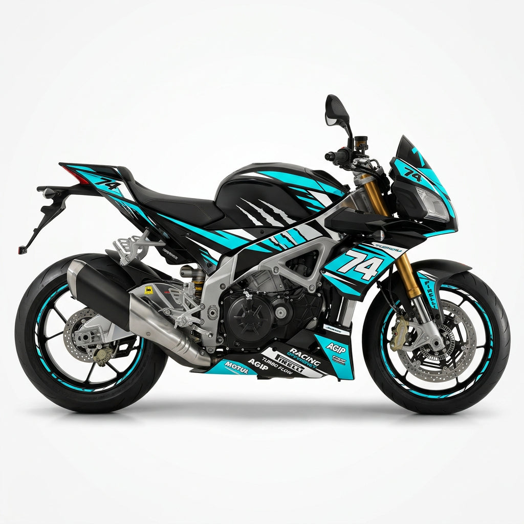 Aprilia Tuono V4 Cyan White Graphics Kit