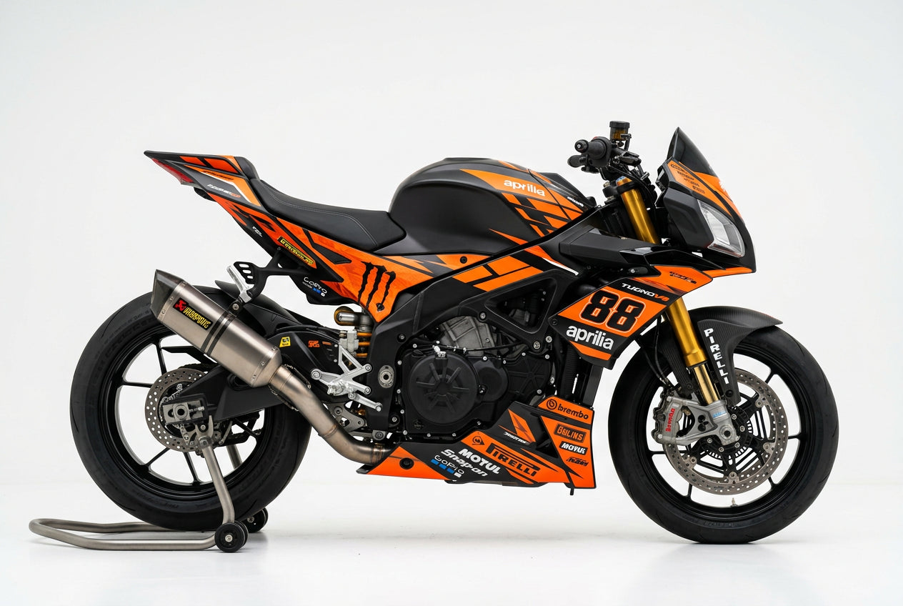 Aprilia Tuono V4 Graphics Kit Orange Black
