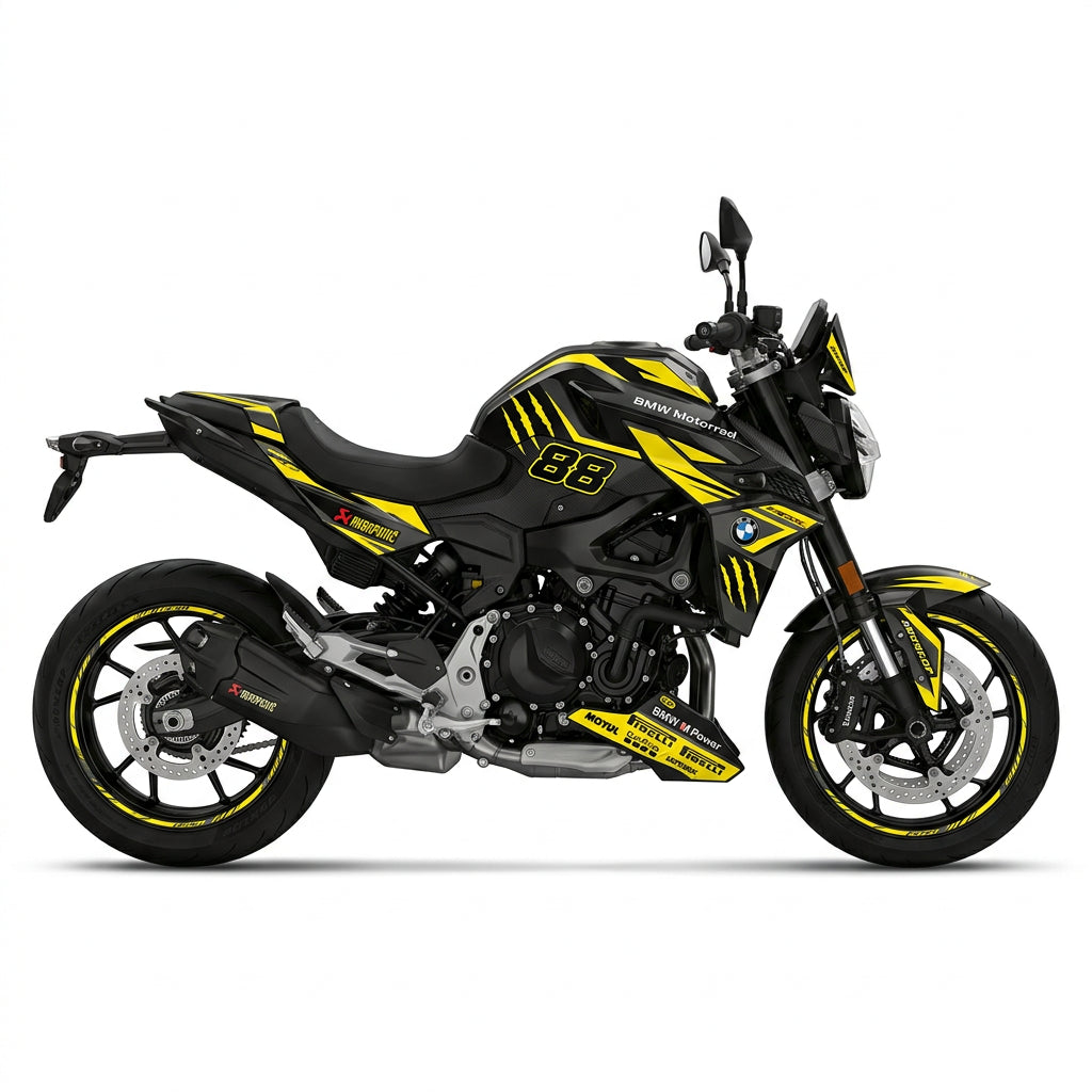 BMW F900R Yellow Black Graphics Kit