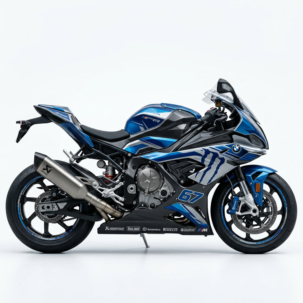 BMW M1000RR Blue Silver Graphics Kit