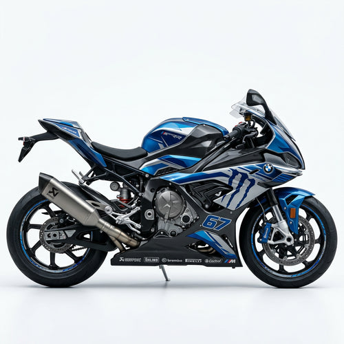 BMW M1000RR Blue Silver Graphics Kit