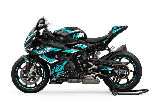 BMW M1000RR Cyan White Racing Decal Kit