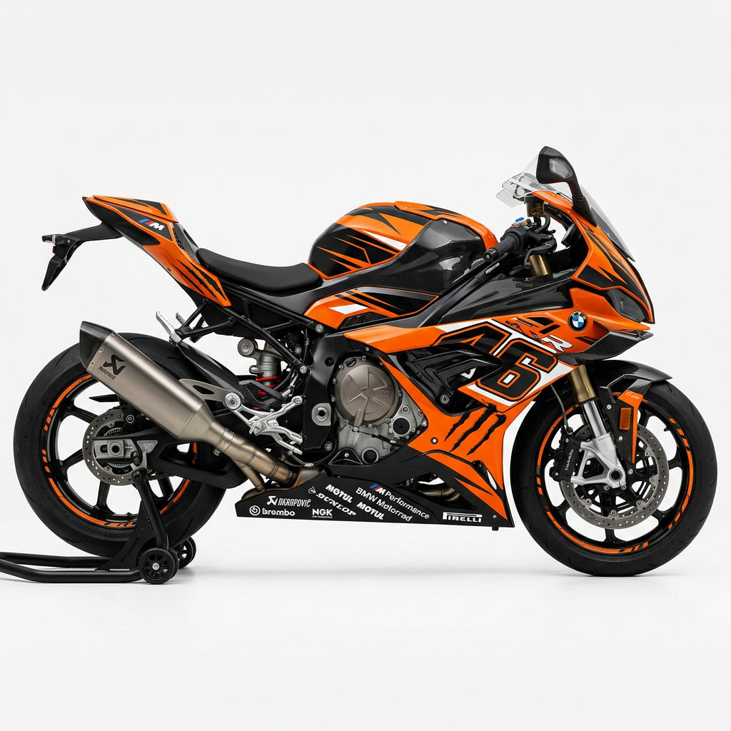 BMW M1000RR Orange Black Graphics Kit