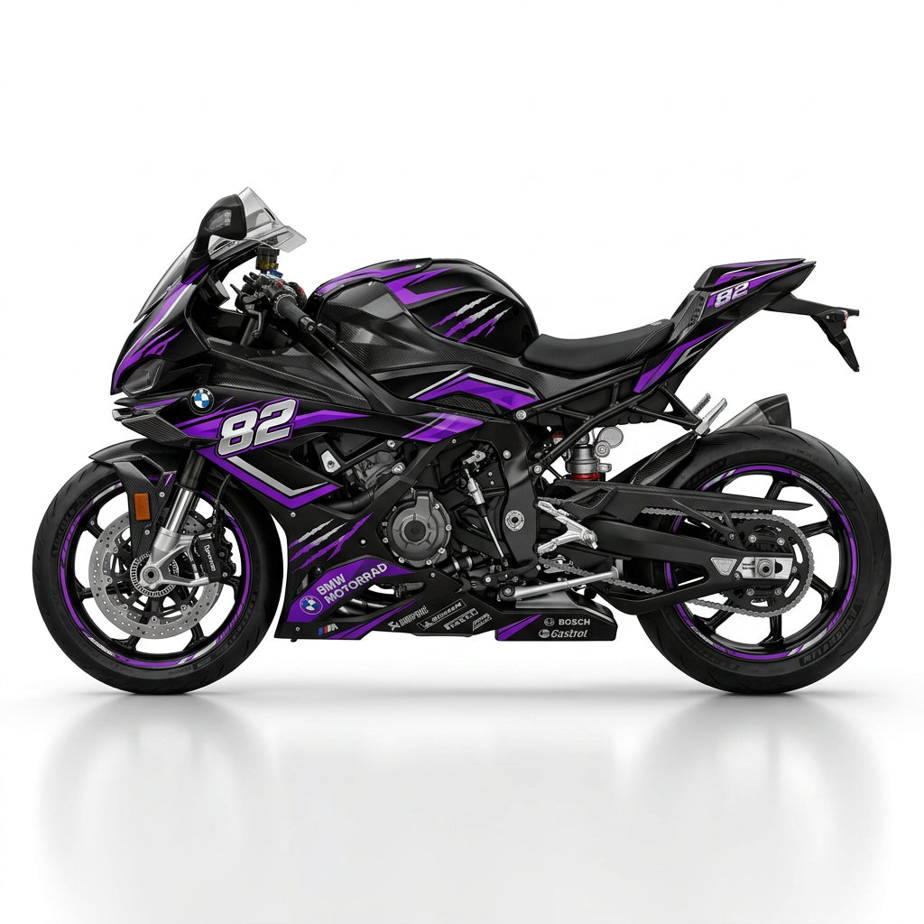 BMW M1000RR Purple Silver Graphics Kit