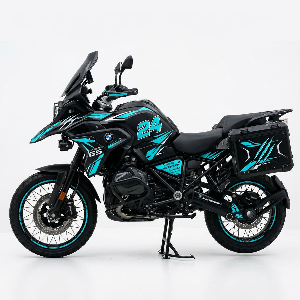BMW R1250GS Cyan White Graphics Kit