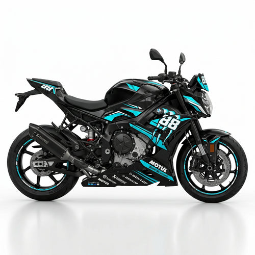 BMW S1000R Cyan White Graphics Kit