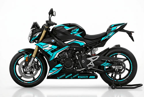 BMW S1000R Cyan White Racing Decal Kit