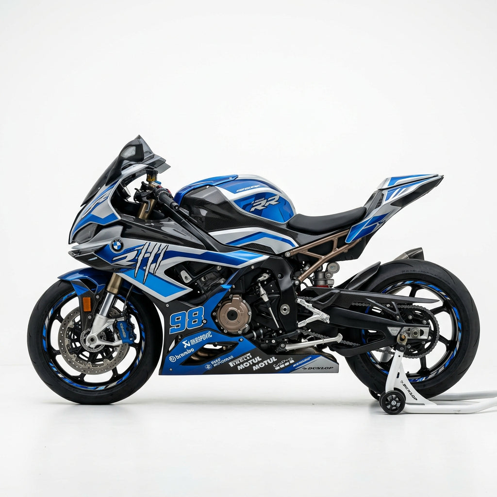 BMW S1000RR Blue Silver Graphics Kit