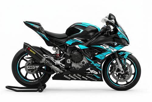 BMW S1000RR Cyan White Racing Decal Kit