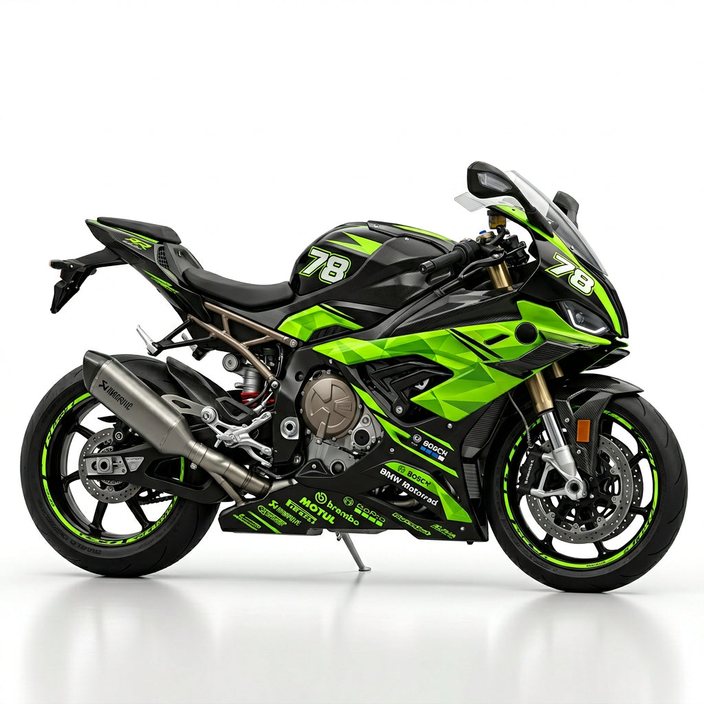 BMW S1000RR Neon Green Black Graphics Kit