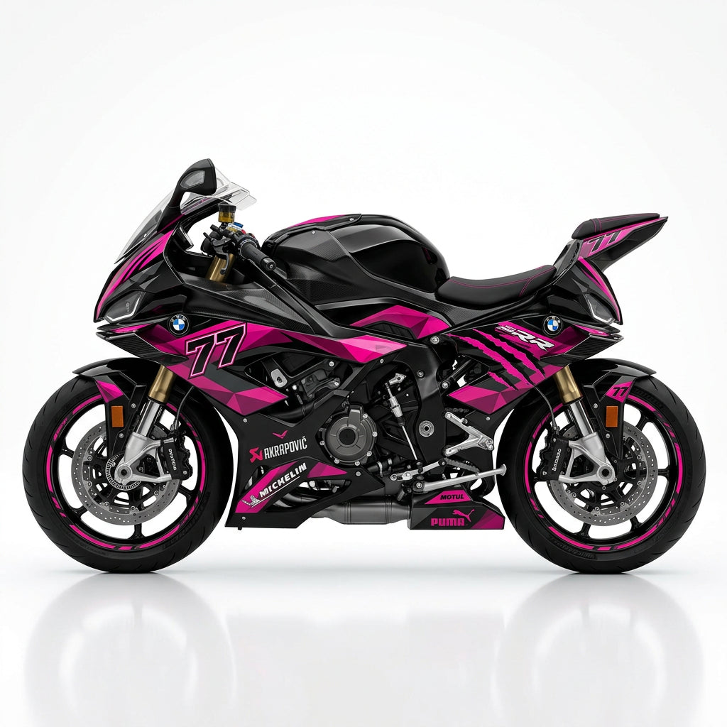 BMW S1000RR Pink Black Racing Graphics Kit