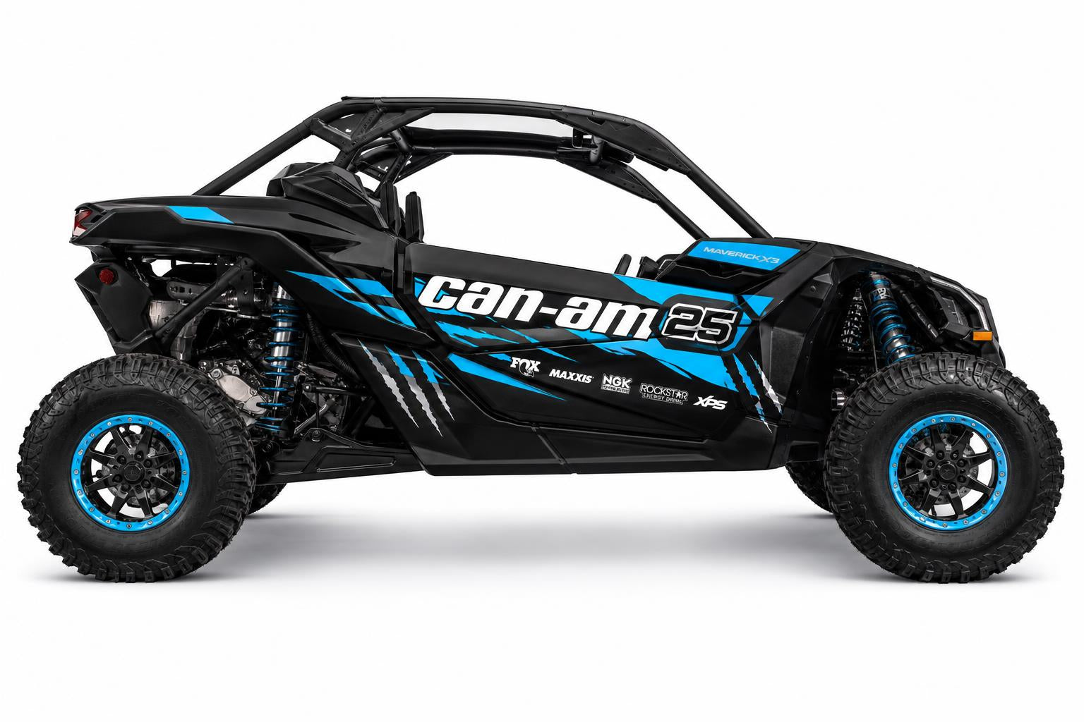 Can-Am Maverick X3 Cyan/White Racing Decal Kit