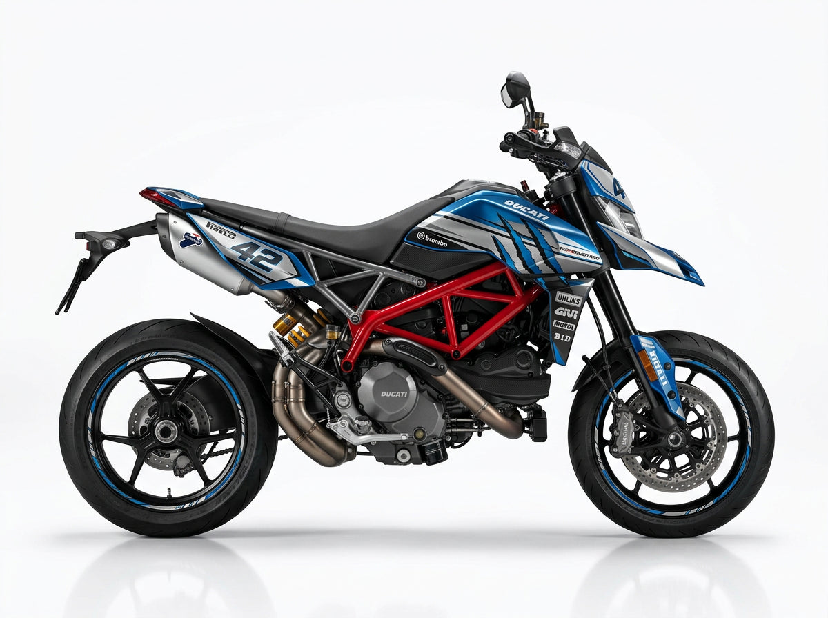 Ducati Hypermotard Blue Silver Graphics Kit