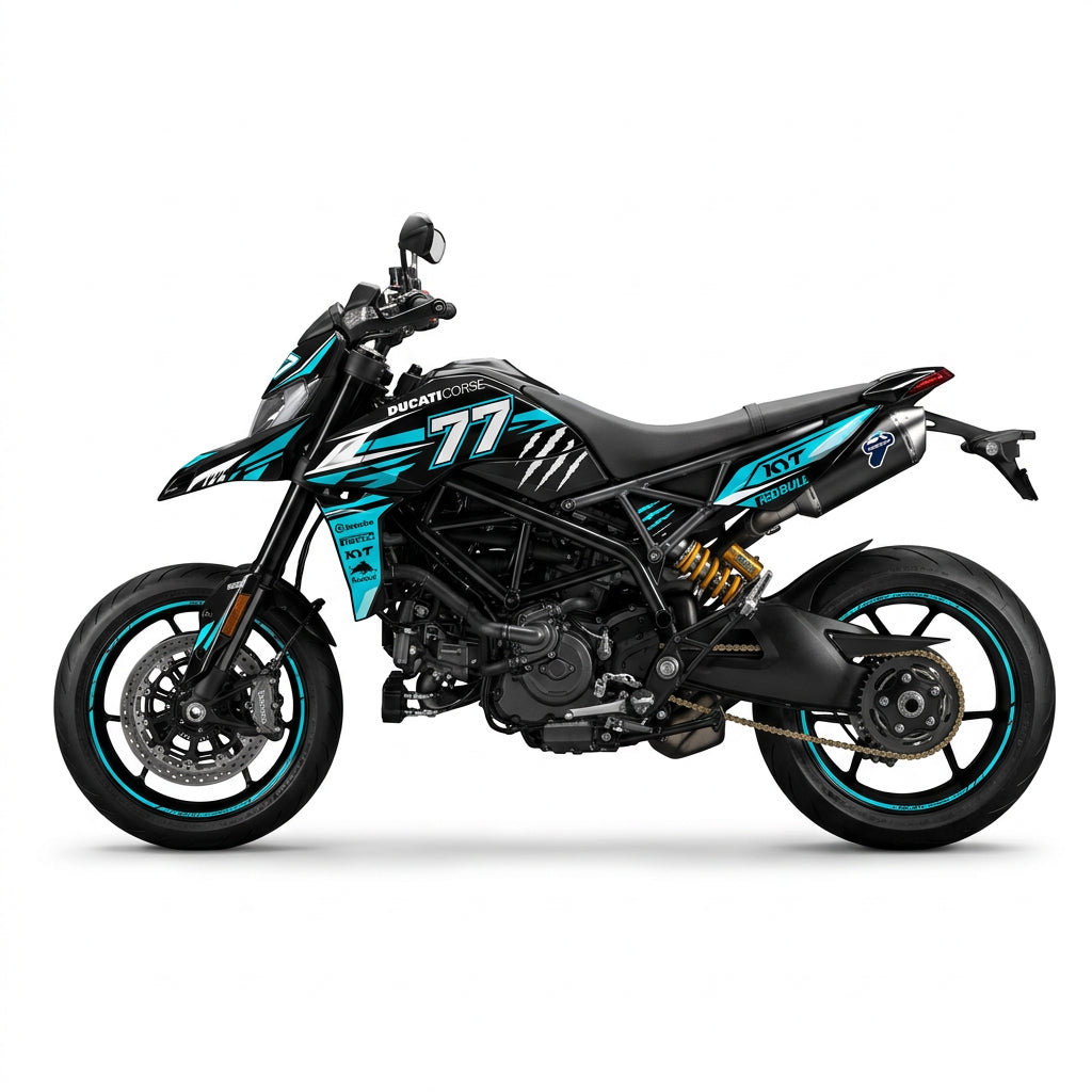Ducati Hypermotard Cyan White Racing Graphics Kit