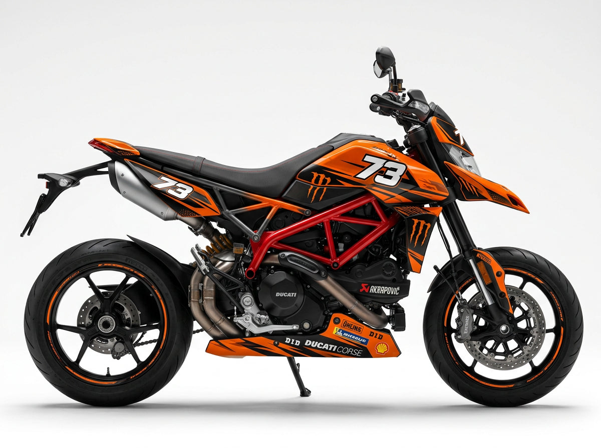 Ducati Hypermotard Orange Black Graphics Kit