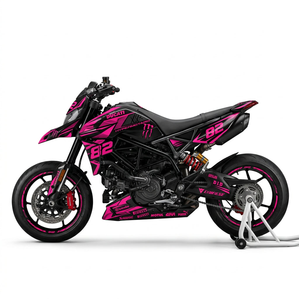 Ducati Hypermotard Pink Black Racing Decal Kit