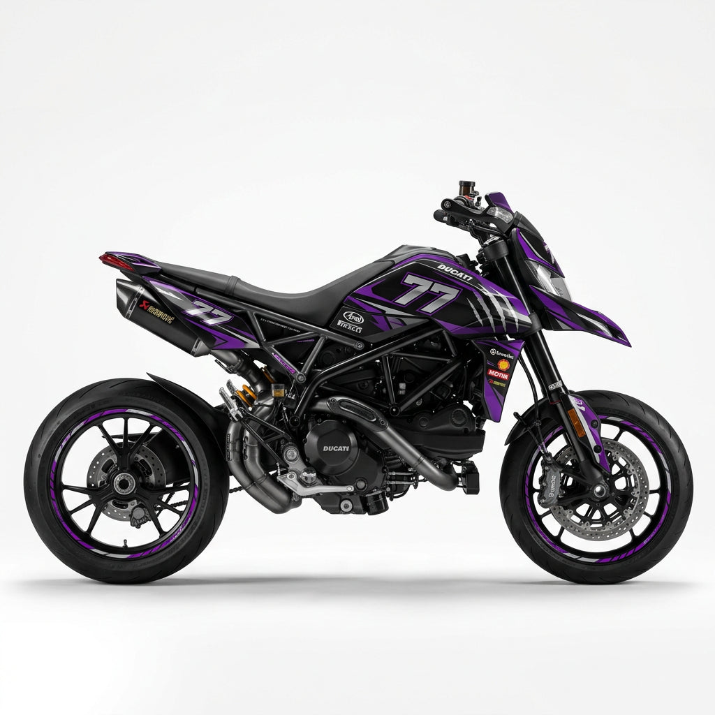 Ducati Hypermotard Purple Silver Racing Graphics Kit