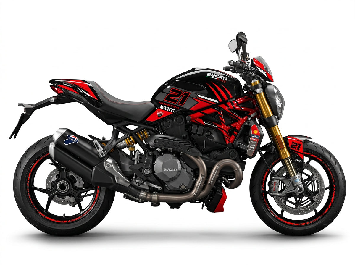 Ducati Monster Red Black Graphics Kit