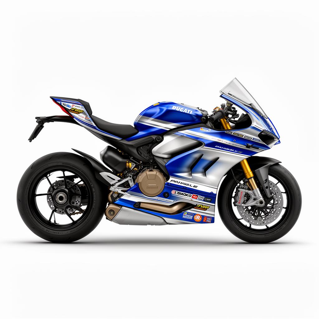 Ducati Panigale V2 Blue Silver Metallic Decal Kit