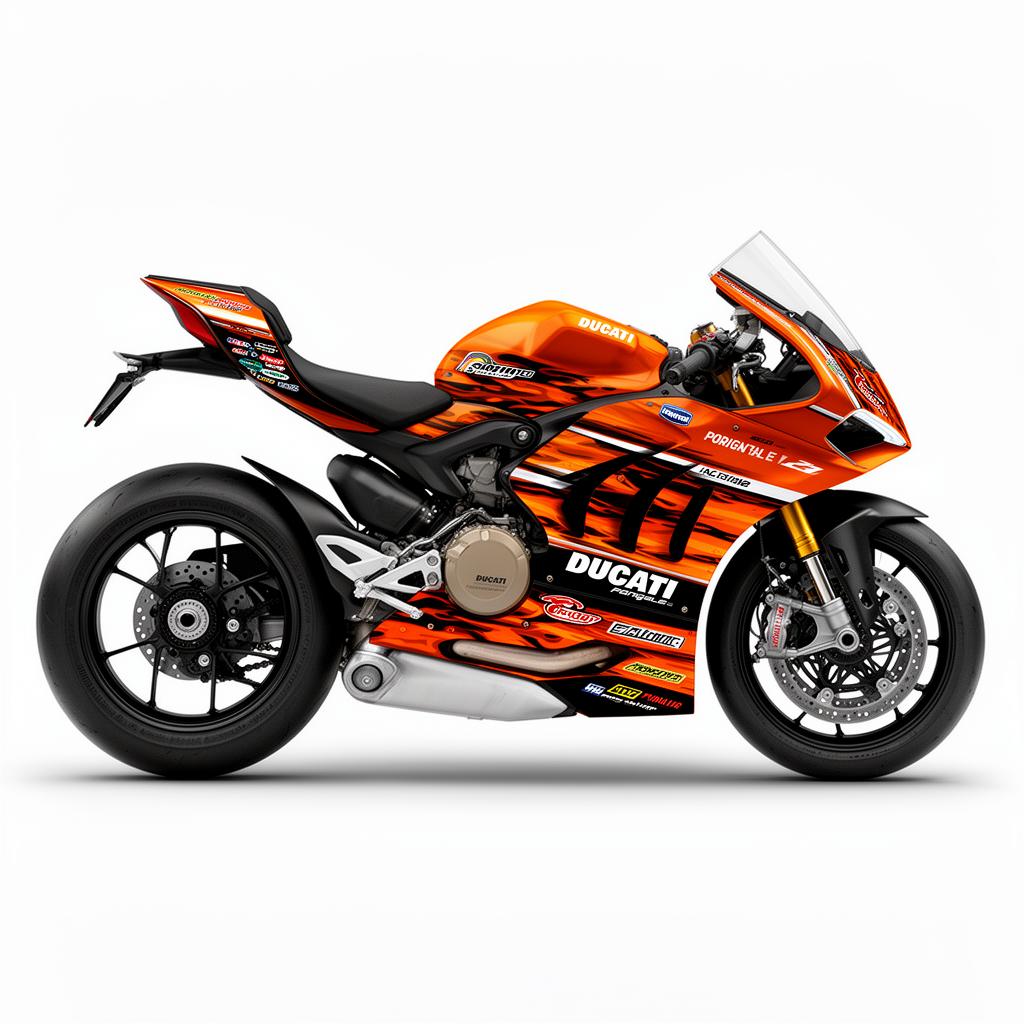 Ducati Panigale V2 Orange Black Flame Decal Kit