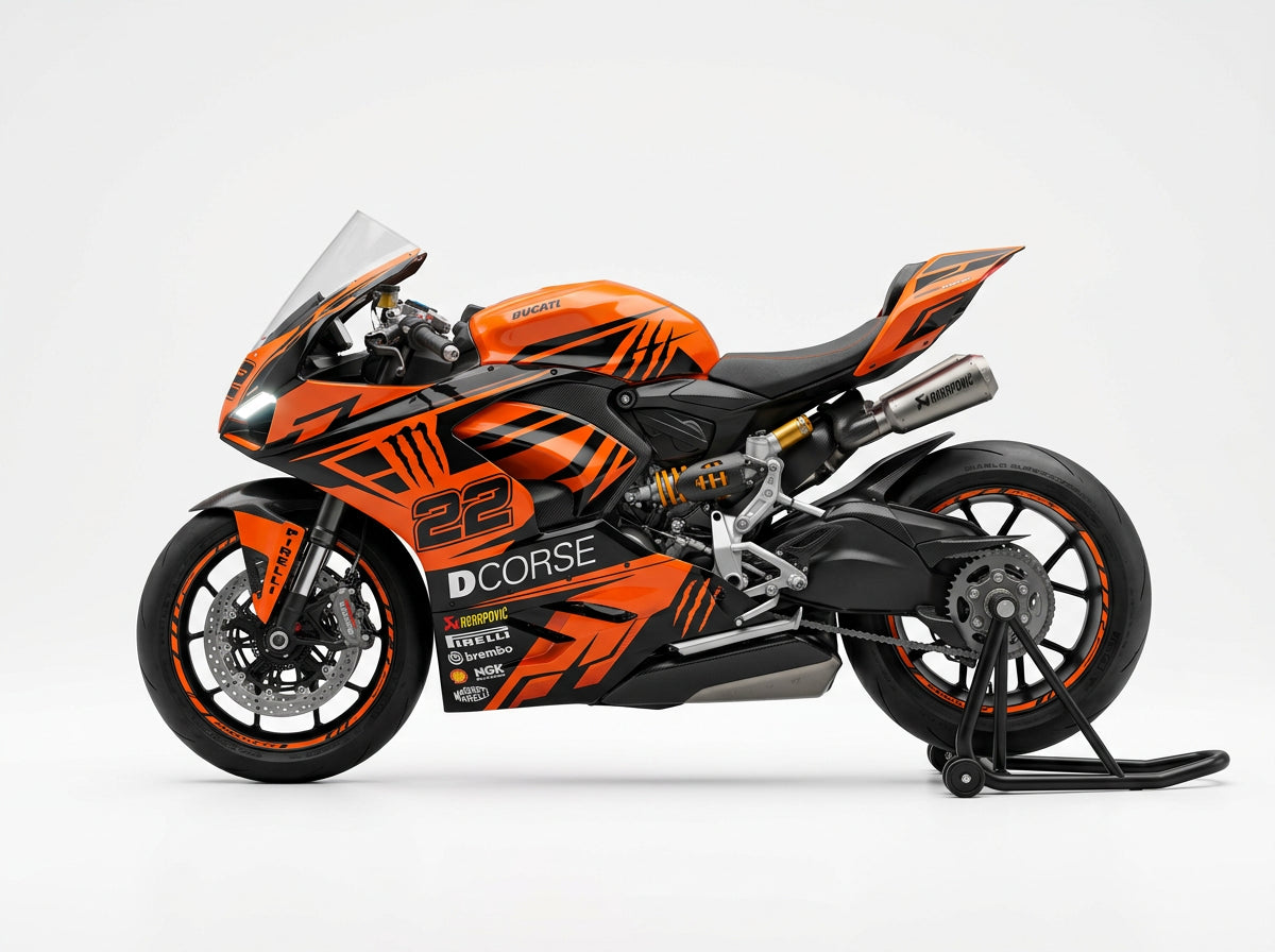 Ducati Panigale V2 Orange Black Graphics Kit