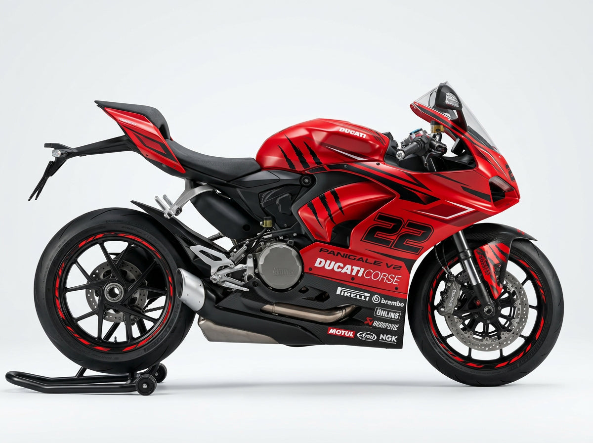 Ducati Panigale V2 Red Black Graphics Kit