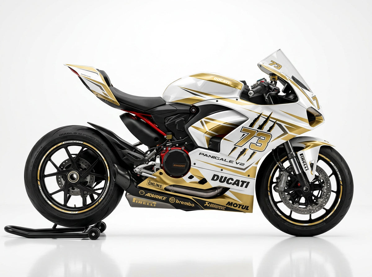 Ducati Panigale V2 White Gold Graphics Kit