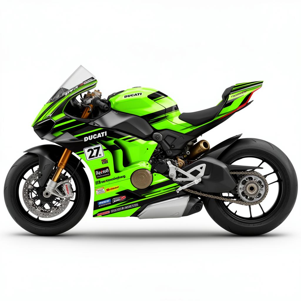 Ducati Panigale V4 Neon Green Black Decal Kit