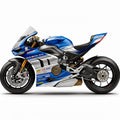 Ducati Panigale V4 Blue Silver Metallic Decal Kit
