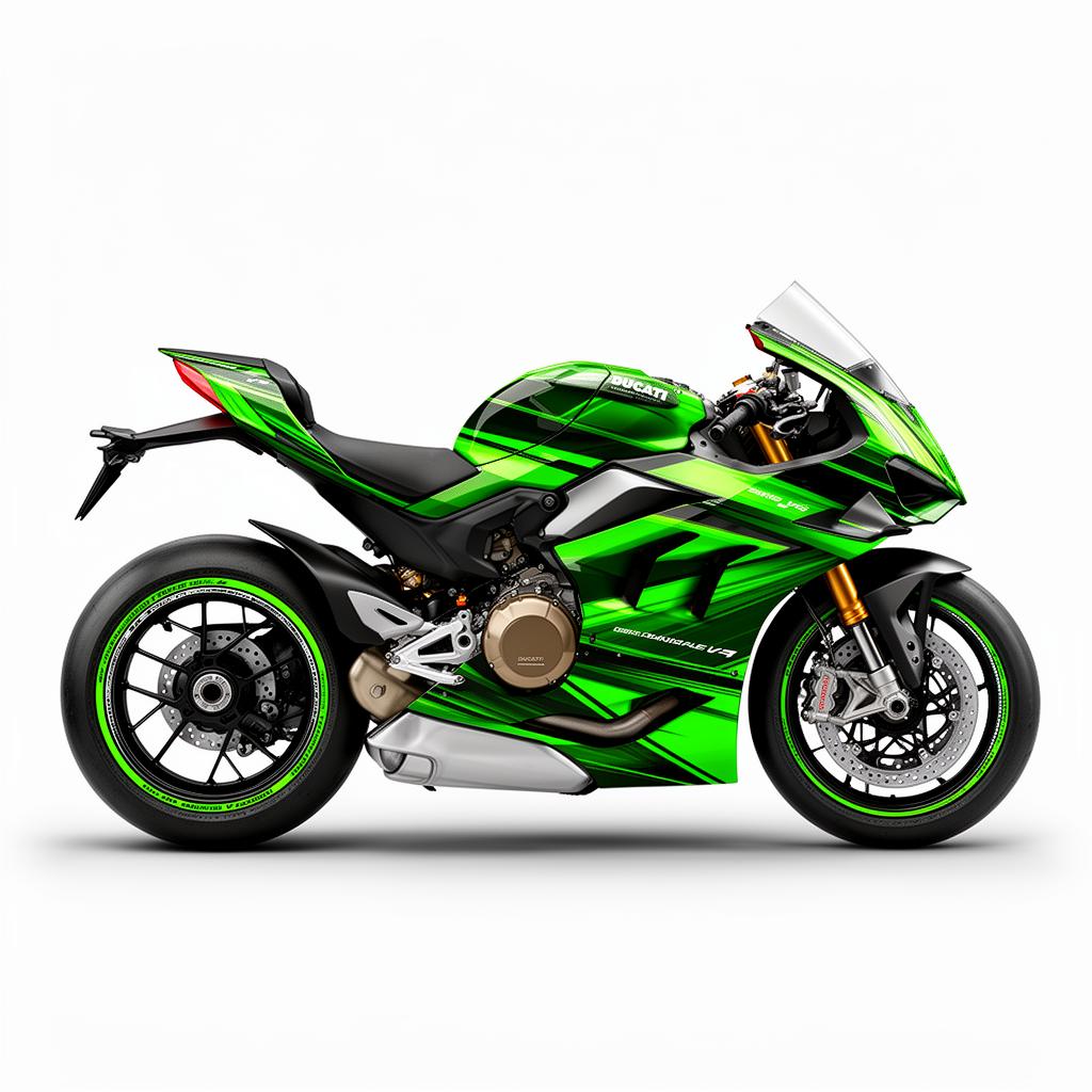 Ducati Panigale V4 Neon Green Black Graphics Kit
