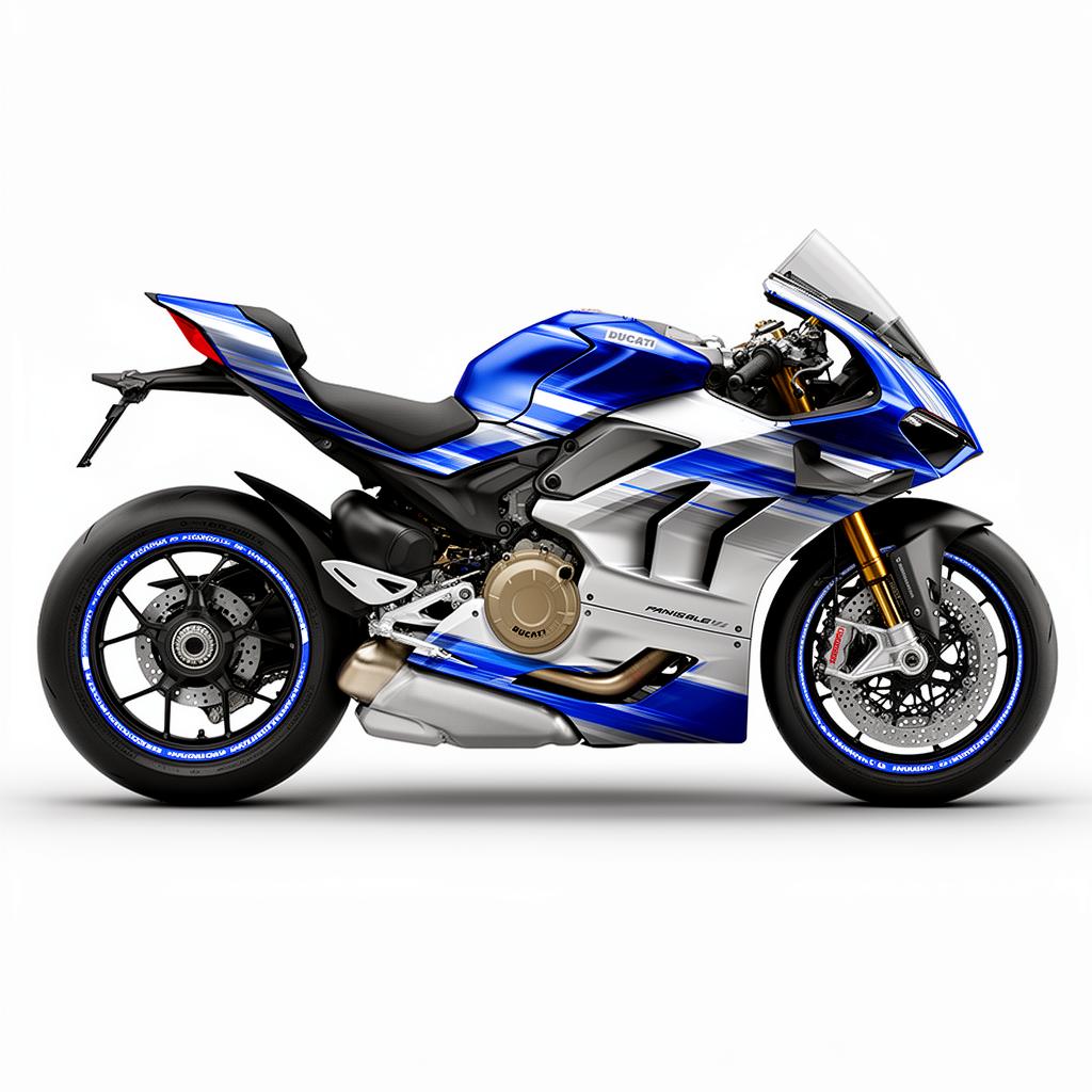 Ducati Panigale V4 Blue Silver Graphics Kit