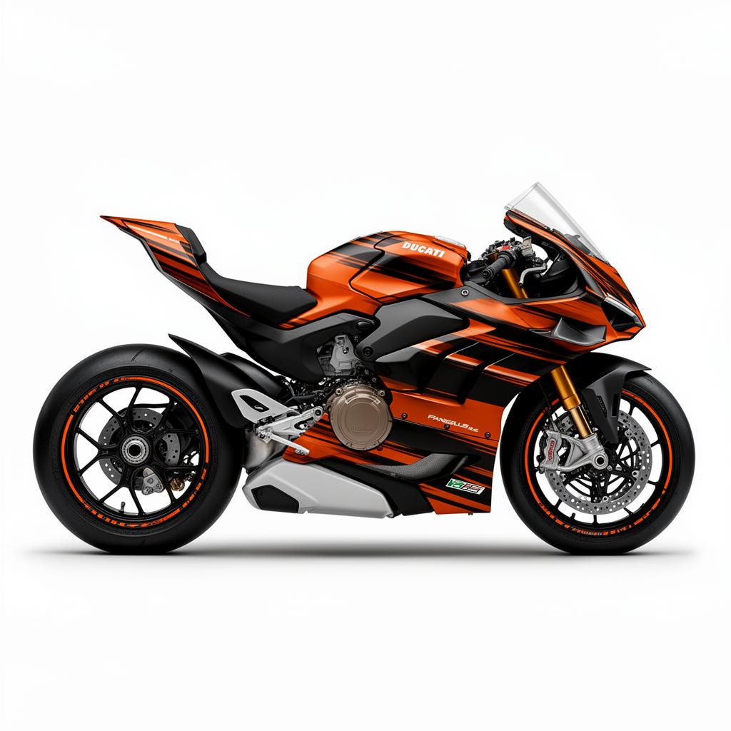 Ducati Panigale V4 Orange Black Graphics Kit