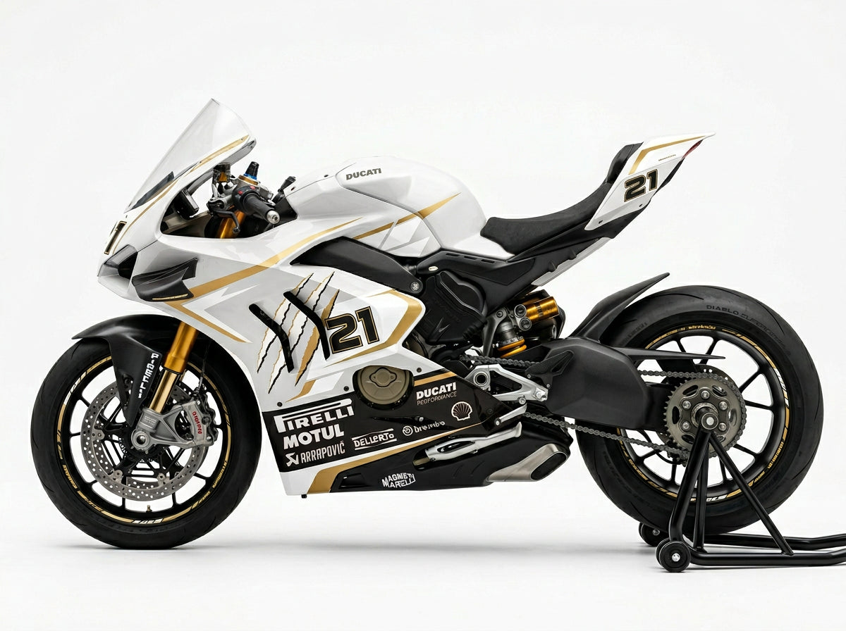 Ducati Panigale V4 White Gold Premium Graphics Kit