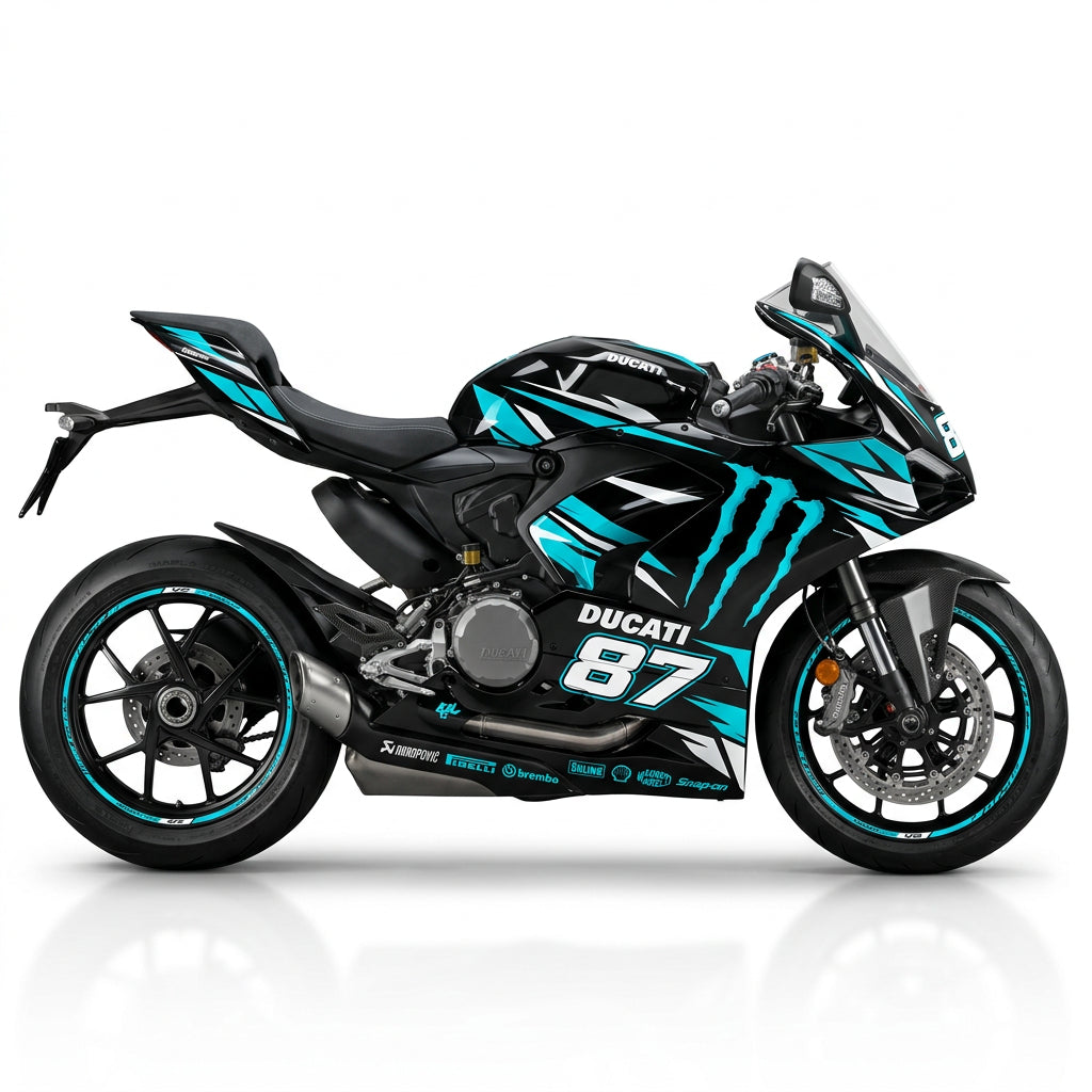 Ducati Panigale V2 Cyan White Racing Graphics Kit