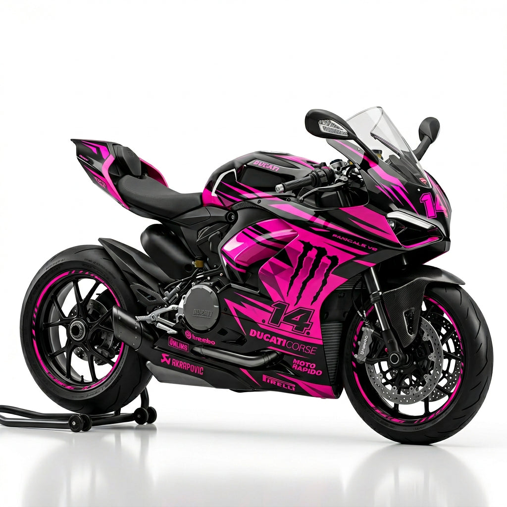 Ducati Panigale V2 Pink Black Racing Decal Kit
