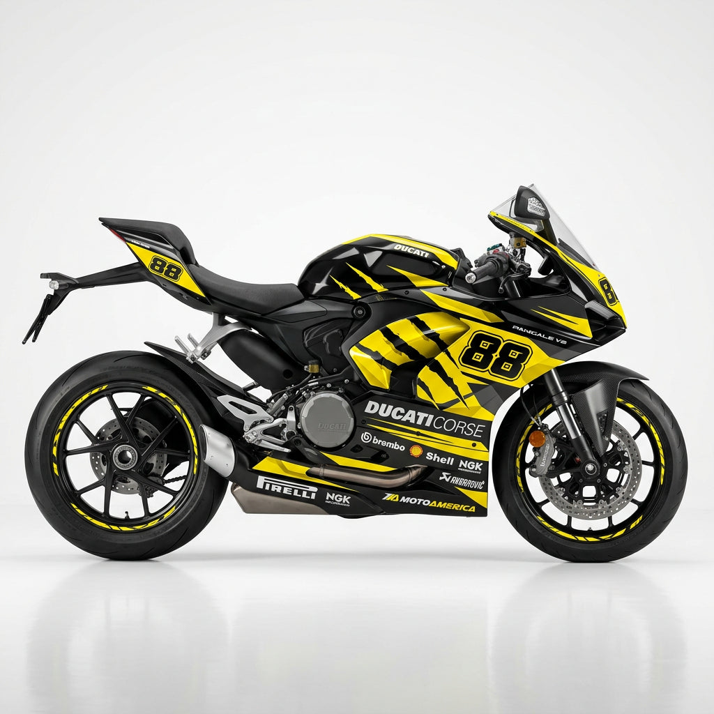 Ducati Panigale V2 Yellow Black Racing Graphics Kit