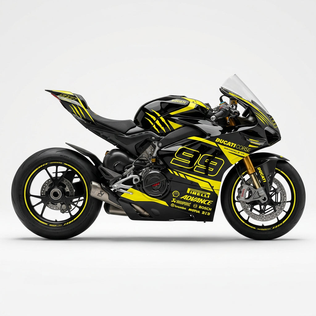 Ducati Panigale V4 Yellow Black Racing Decal Kit