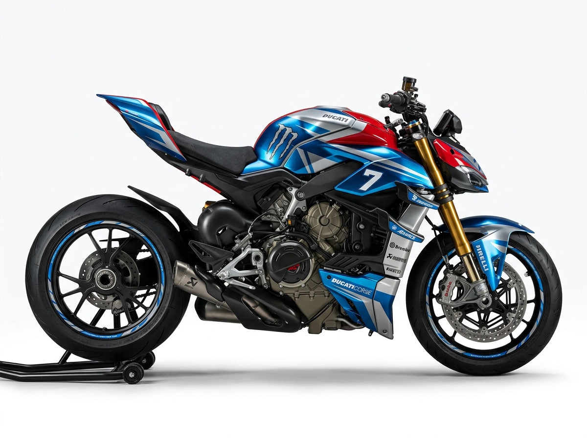 Ducati Streetfighter V4 Blue Silver Graphics Kit