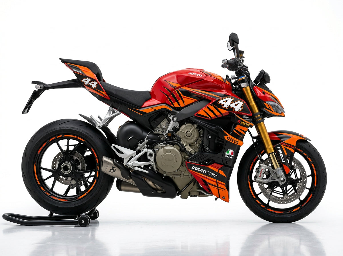 Ducati Streetfighter V4 Orange Black Graphics Kit