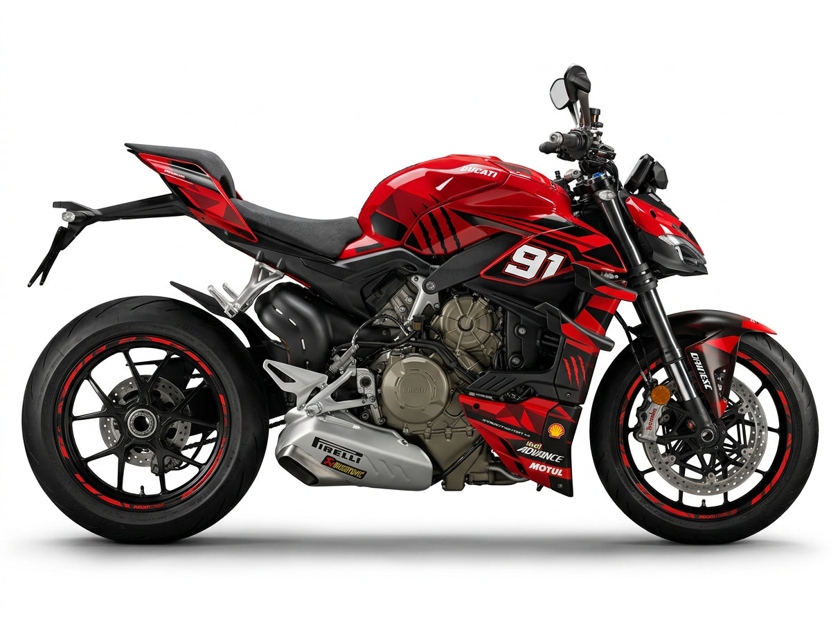 Ducati Streetfighter V4 Red Black Graphics Kit