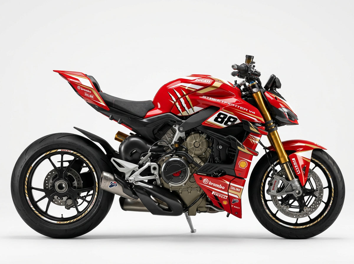 Ducati Streetfighter V4 White Gold Graphics Kit