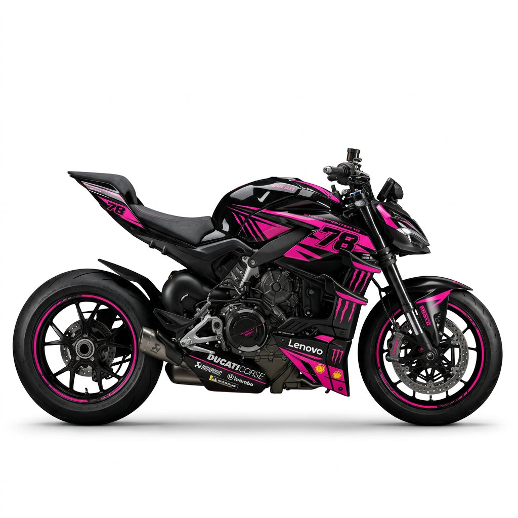 Ducati Streetfighter V4 Pink Black Racing Graphics Kit