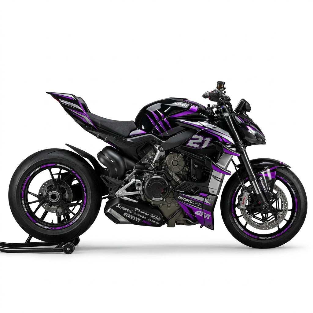 Ducati Streetfighter V4 Purple Silver Racing Decal Kit