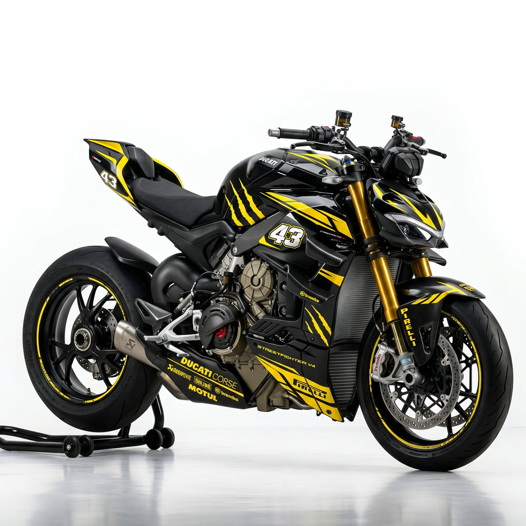 Ducati Streetfighter V4 Yellow Black Racing Decal Kit
