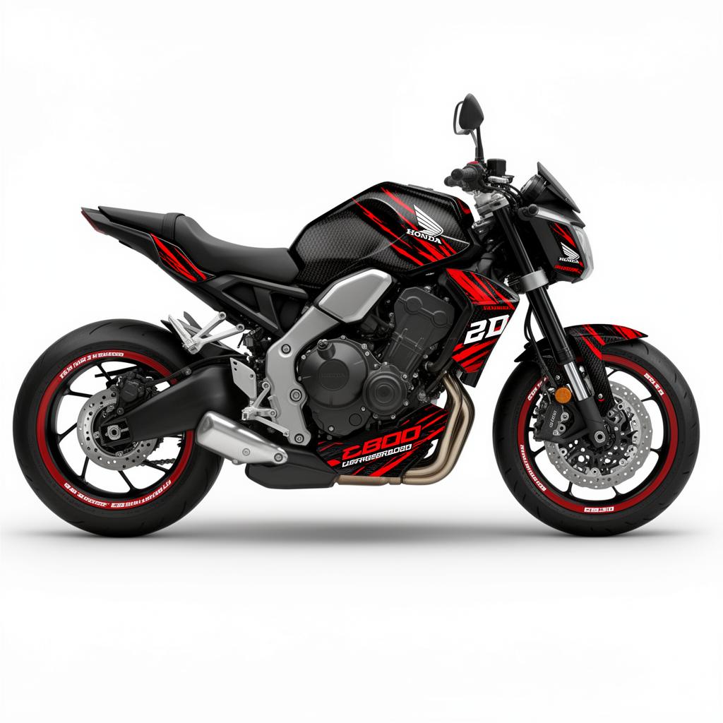 Honda CB1000R Carbon Red Racing Decal Kit